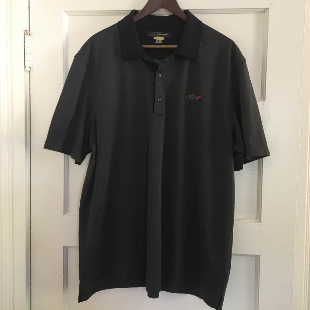 Greg Norman black men’s play dry golf polo